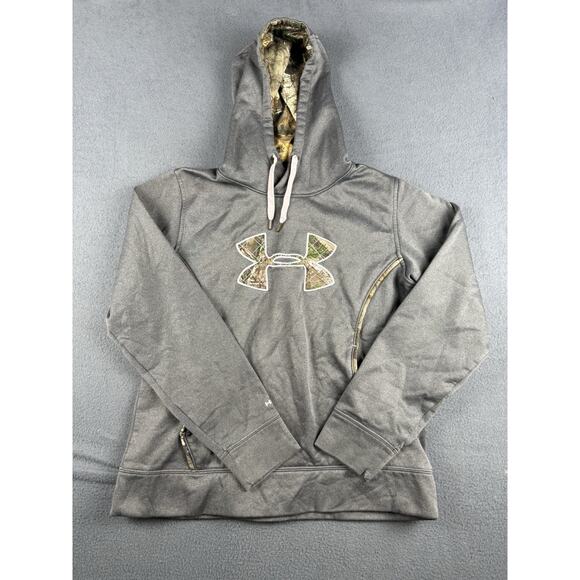 Under Armour Realtree Storm Hoodie Womens Size Large Gray/Pink Camo Hunting - Picture 1 of 6